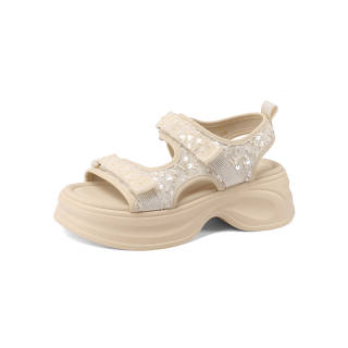 Mulinsen Fabric Sandal Sole Thickness At The Toe 3.5CM, Heel Height 6.5CM Women's