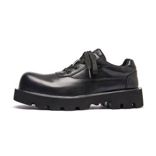 JIDONGRENKOU Derby Shoes Cow Split Leather Casual Shoes Men's Black