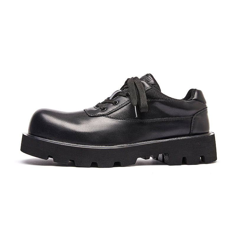 JIDONGRENKOU Derby Shoes Cow Split Leather Casual Shoes Men's Black