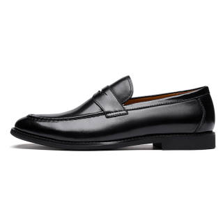 JASONSTAR Men's Leather Shoes Top Grain Cow Leather Loafers Flat Men's Black