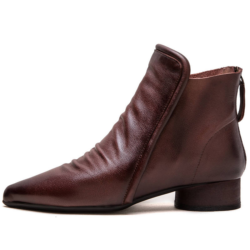 JIEZHOU Top Grain Cow Leather Ankle Boots 3.5cm Women's