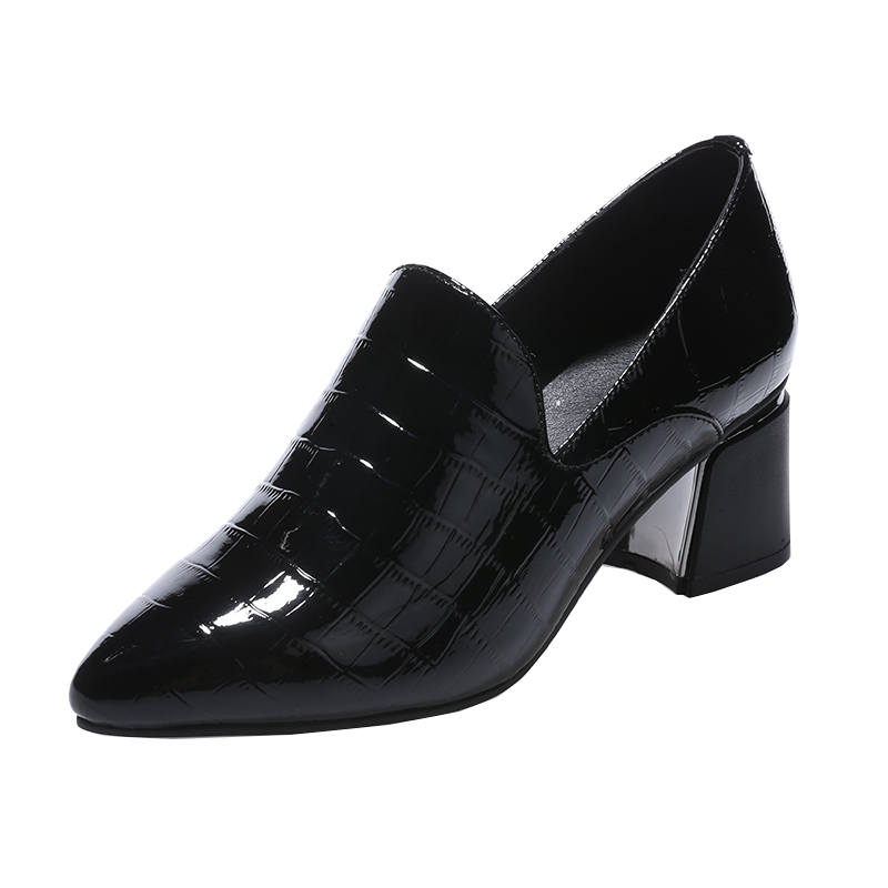 Devanro Devanro Top Grain Cow Leather Chunky Heel High Heels Women's
