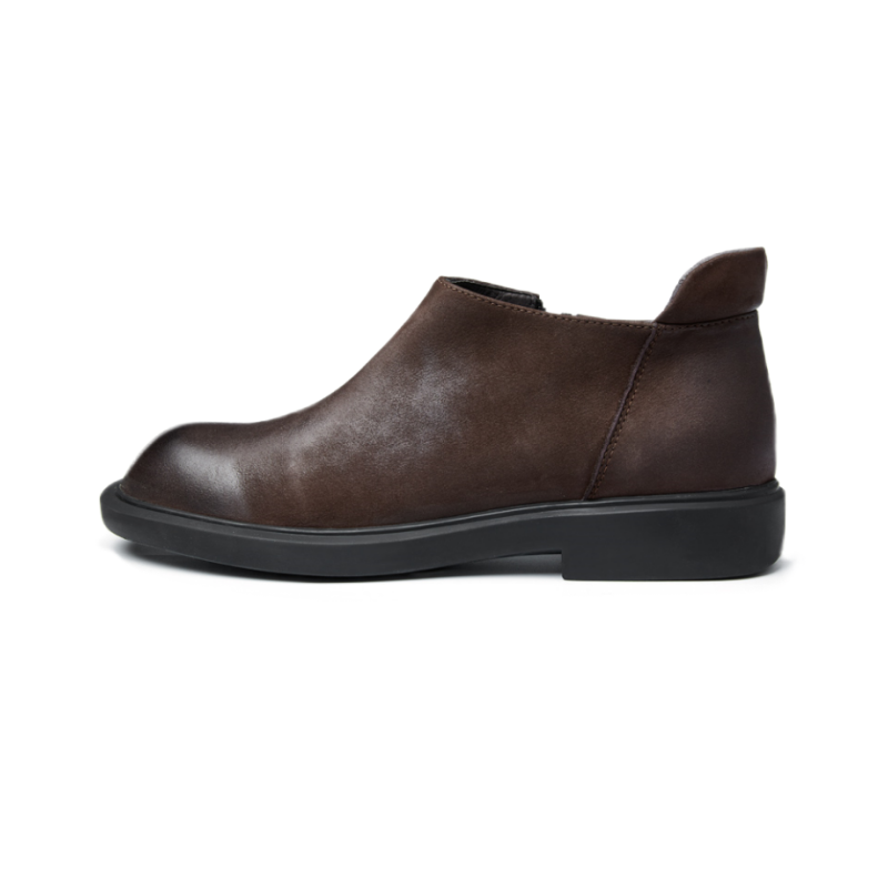 Brounvanm Top Grain Cow Leather Ankle Boots Men's