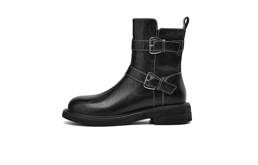 HLA Synthetic Leather Combat Boots Women's Black Brown