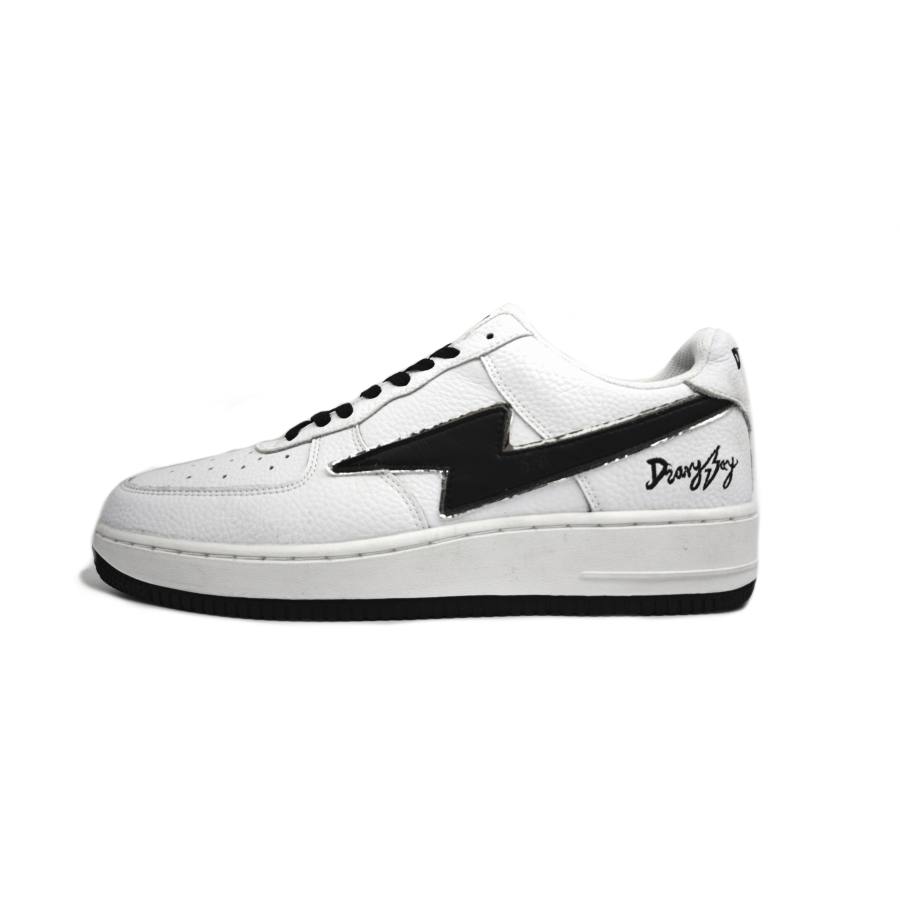 DIARYSAY Cow Leather Low top Skateboard Shoes Unisex Black White