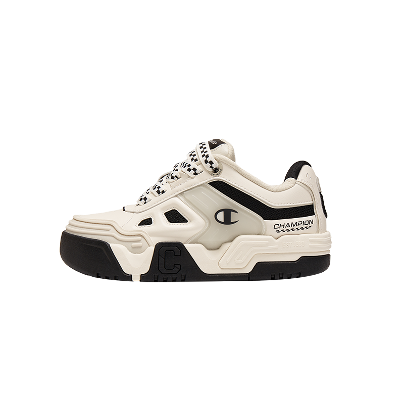 Champion Textile, Synthetic Leather, TPU Low top Skateboard Shoes Men's Milk White/Black