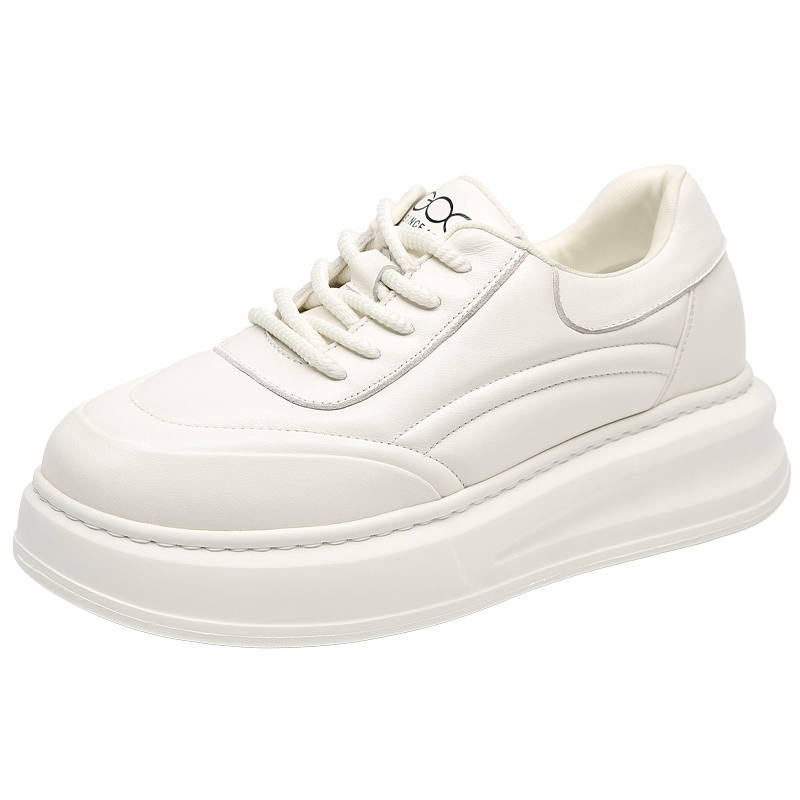 GOG Top Grain Cow Leather Cushioning Low top Skateboard Shoes Men's White
