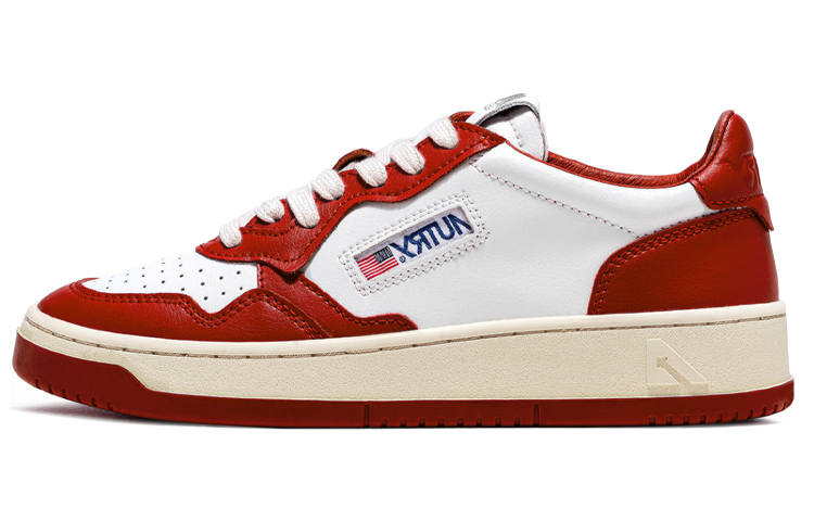 AUTRY Leather Casual Low top Stylish Skateboarding Shoes Men's White Red