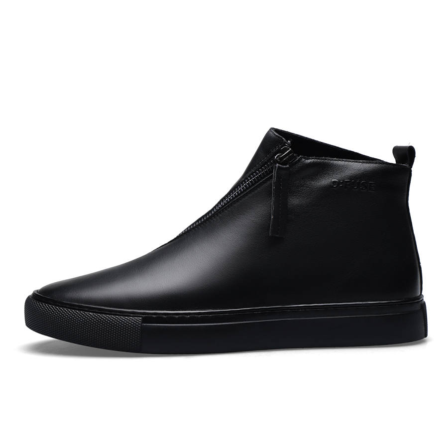 D:FUSE SCANDINAVIA D FUSE SCANDINAVIA Cow Leather Business Fleece Lined Vintage Versatile Ankle Boots Men's Black