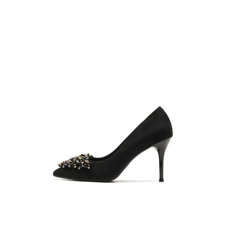 QITUMAUL Suede Slim Heel High Heels Women's