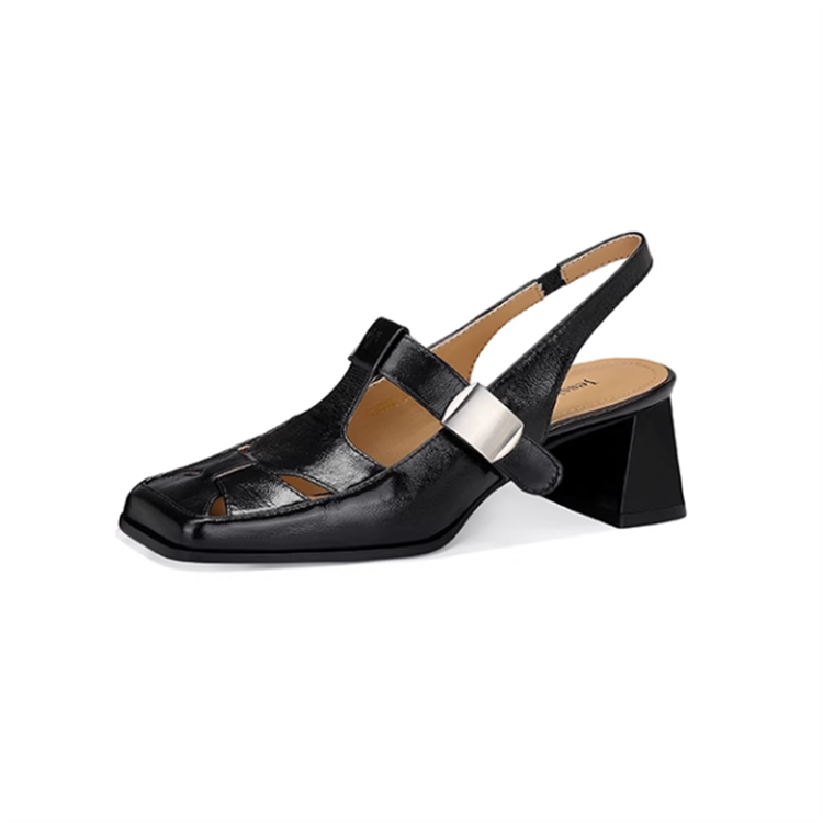 JESSICA SOPHIA Cow Leather Chunky Heel High Heels 4cm Women's