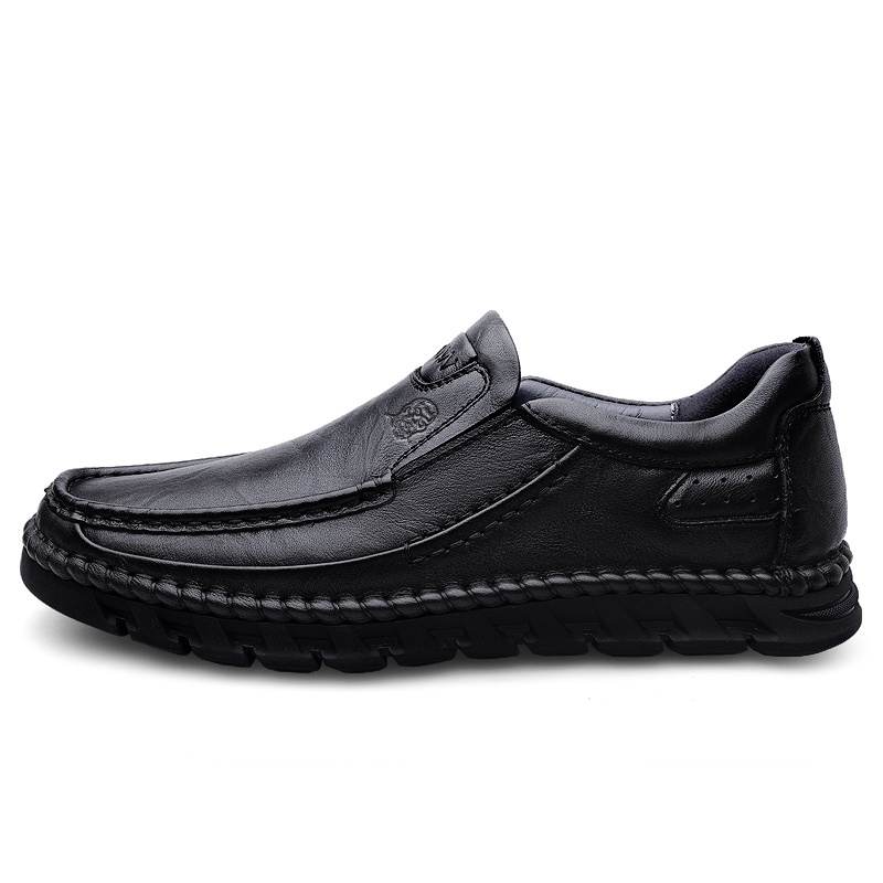 LAORENTOU Casual Leather Shoes Men's Low Top Black/Brown