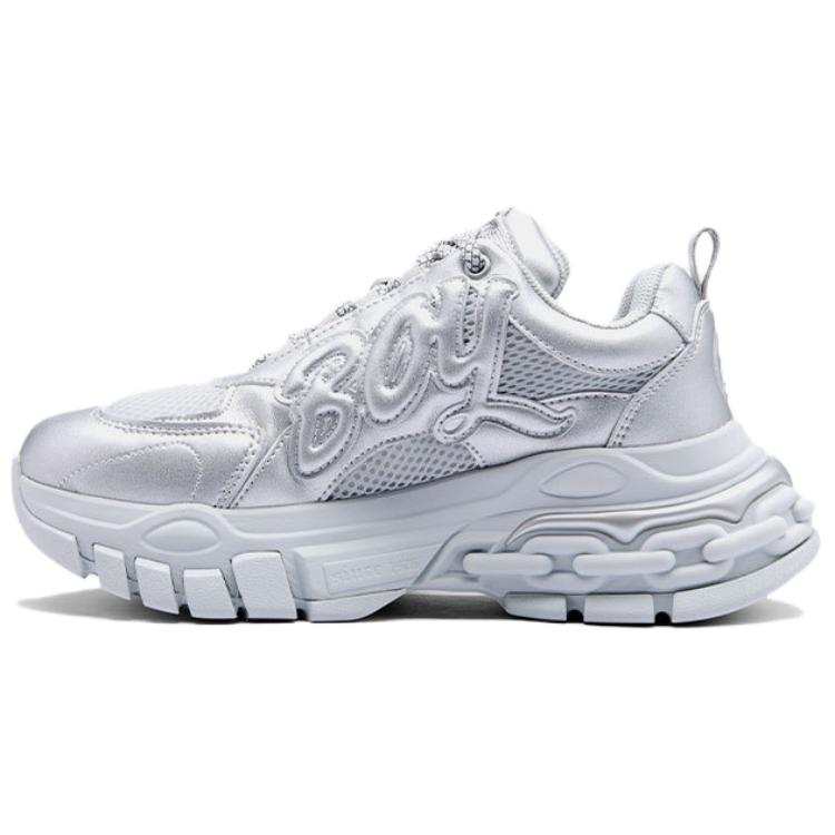 Boy London Synthetic Leather Low top Chunky Sneakers Unisex Silver