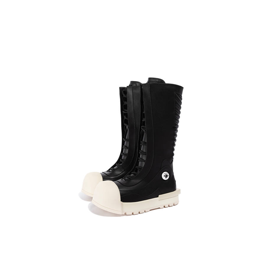 FREE WORLD ORDER Microfiber Leather Knee high Boots Unisex Black White