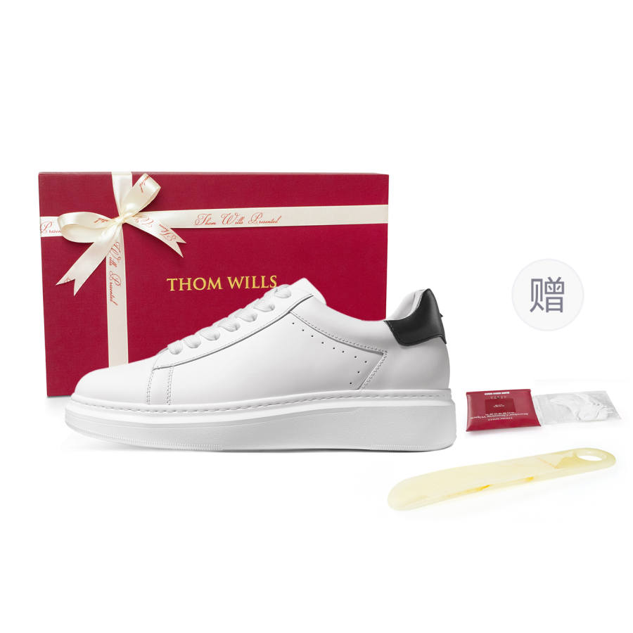 THOM WILLS Calfskin Casual Versatile White Sneakers