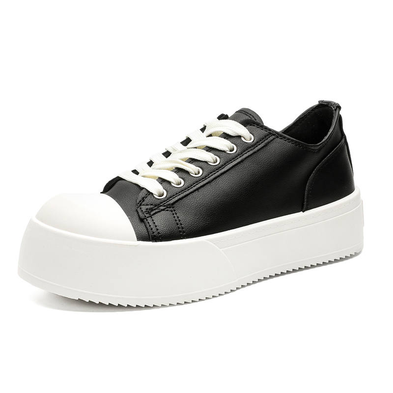 GONGNIUMEILI Pu Low top Skateboard Shoes Unisex Black