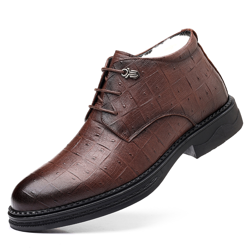 Shanpijiang Casual Leather Shoes Men's Low Top Brown