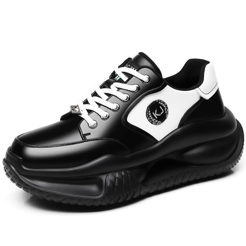 KJ Cow Split Leather Men's Casual Shoes Men's Black