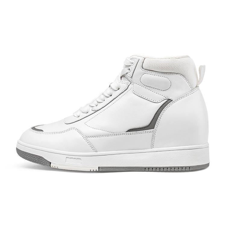 He Jinchang Cow Leather High top Skateboard Shoes Women's White
