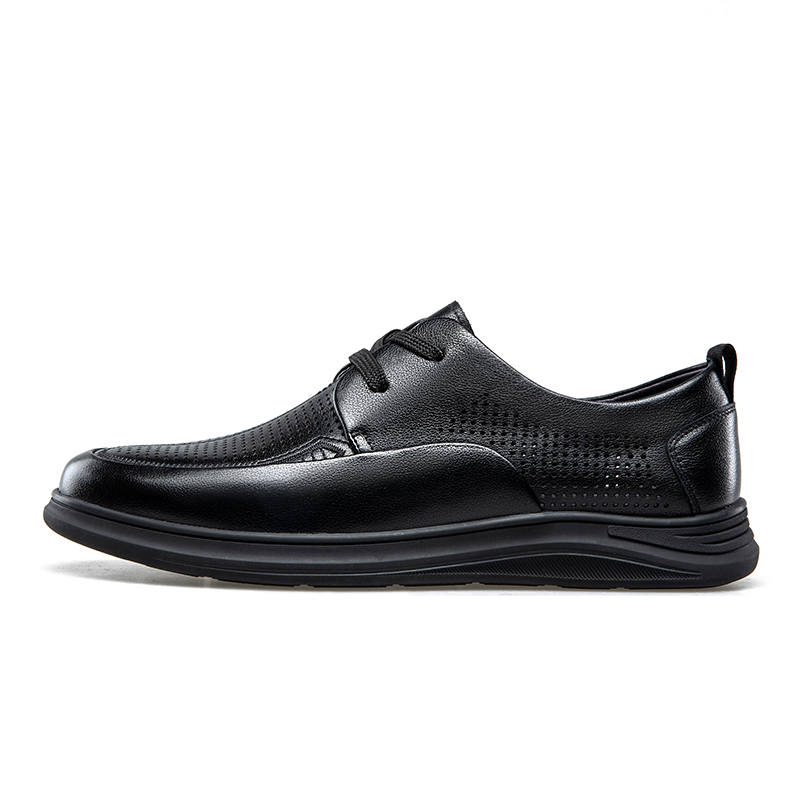 KANGNAI Cow Leather Casual Shoes Men's Black