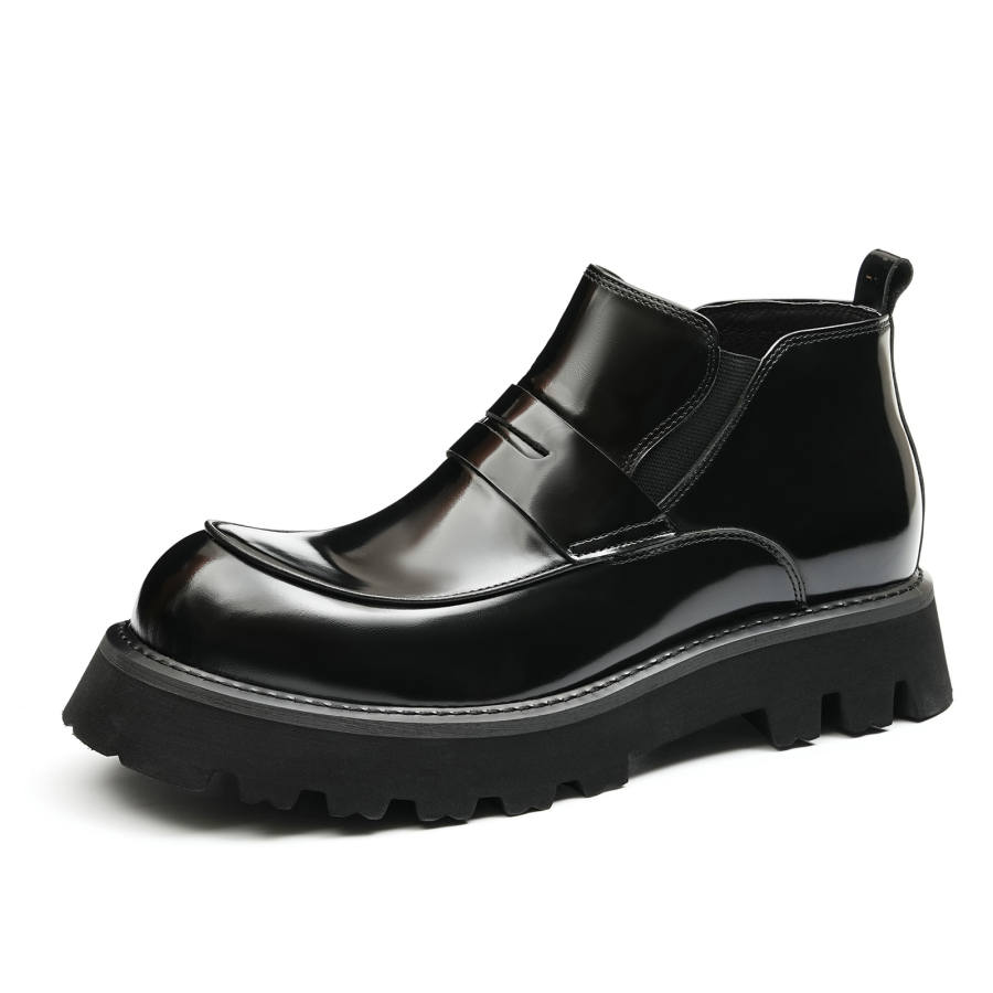 ASTON M.JAZZ Top Grain Cow Leather Ankle Boots Men's