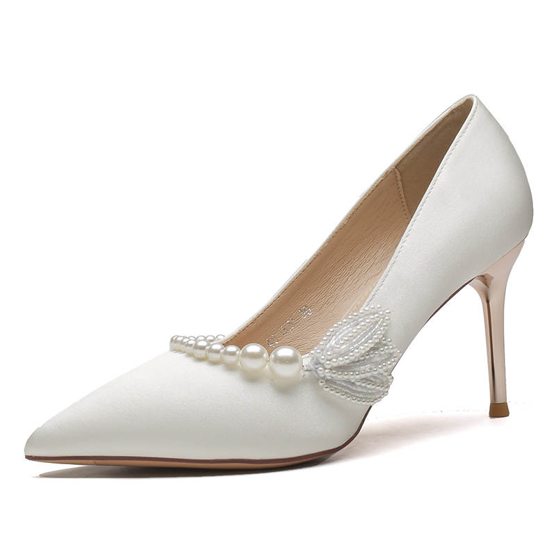 ZUOMILUO Slim Heel High Heels Women's Ecru