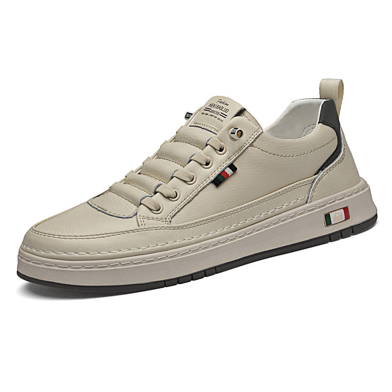 HENIBAOLUO Cow Split Leather Low top Skateboard Shoes Men's