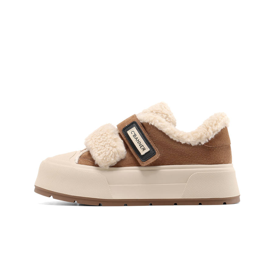 C°BANNER Fleece Lined Thermal Insulated Shoes, Hook and Loop, Versatile Height Increasing, Cute Slimming Low top