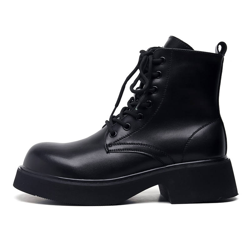 SHUPATE SHUPATE Microfiber Leather Crew Combat Boots Men's Black