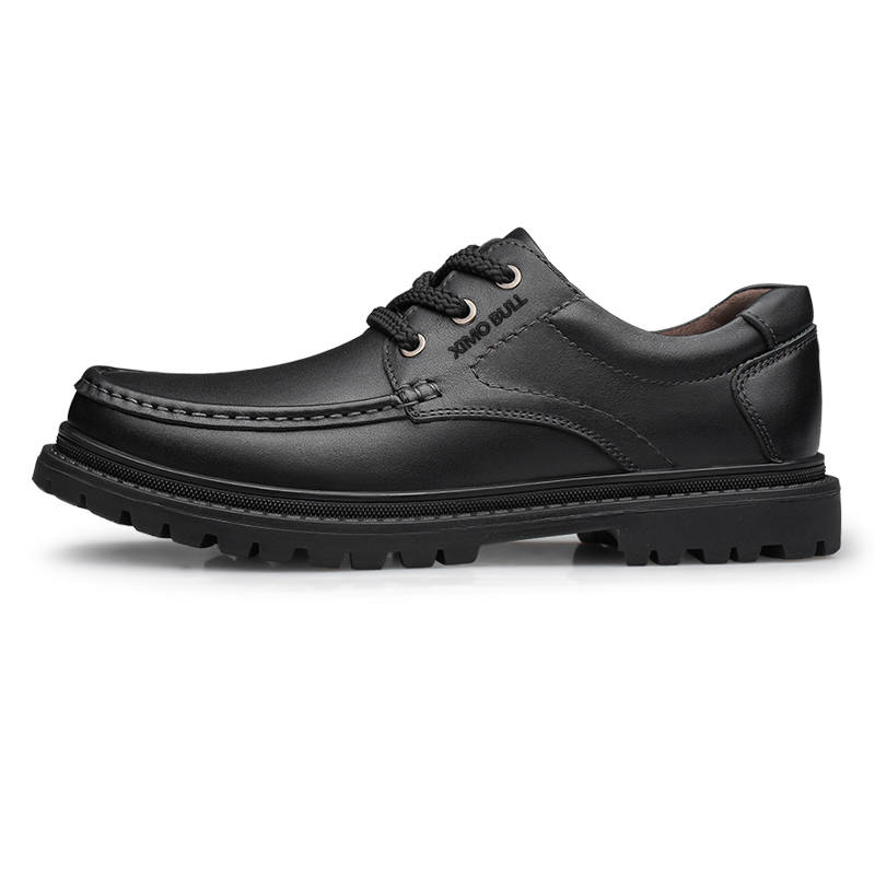 XIMO BULL Casual Leather Shoes Men's Low Top Black/Brown