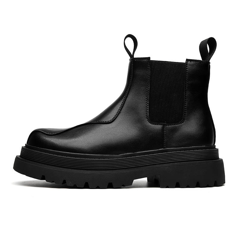 KAQIAODI Microfiber Leather Short Chelsea Boots Men's Black