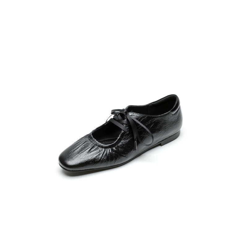 ROROWU Cow Leather Flat Mary Jane Shoes Women's