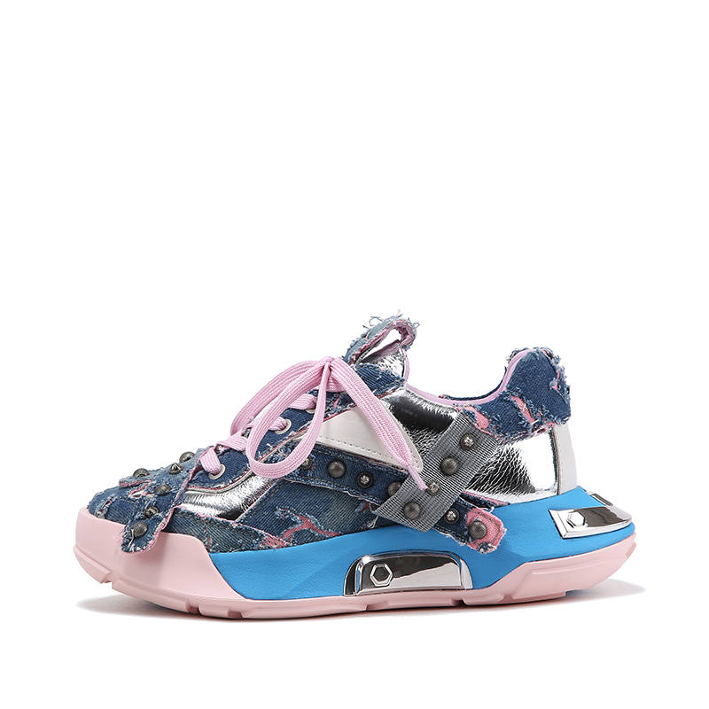 BELLALILY Slip Resistant Lightweight Height Increasing Low top Chunky Sneakers Women's