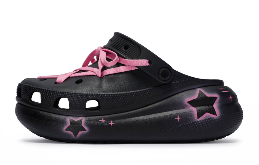 Crocs Classic Crush 811 Manufacturing, Neon Star Clogs Unisex Black Pink
