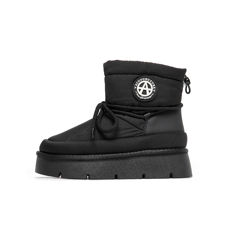 Acupuncture Thermal Height Increasing Abrasion Resistant Slip Resistant Short Snow Boots Women's Black