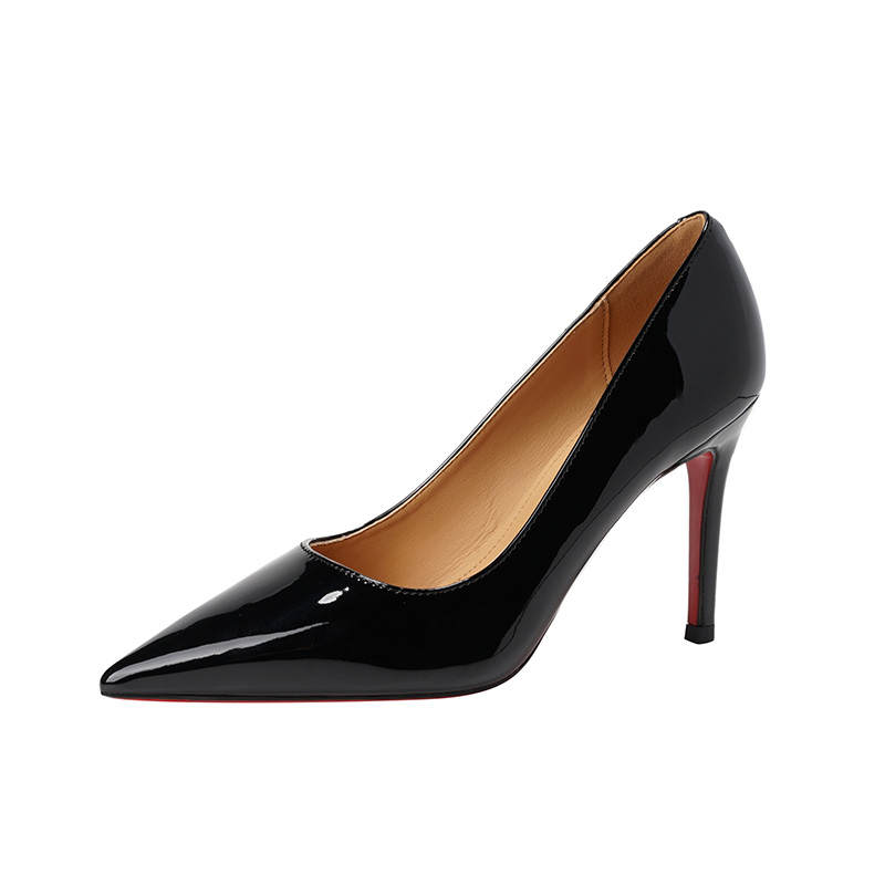 HKCP Patent Leather Slim Heel High Heels 9.5cm Women's