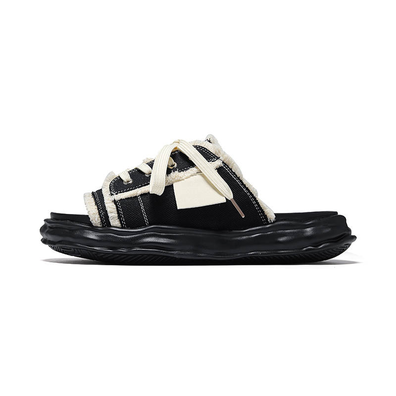 KAQIAODI Slide Slippers Men's Black, White