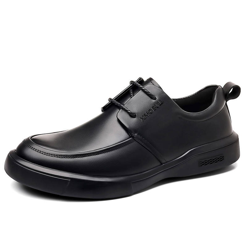 XIMO BULL Casual Leather Shoes Men's Low Top Black