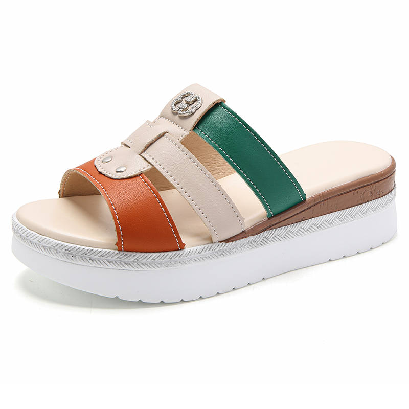 Reivantix Reivanti Rubber Sole Slip Resistant Slide Slippers Women's Beige