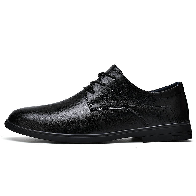 DAOTUSEN Casual Leather Shoes Men's Low Top Black Brown