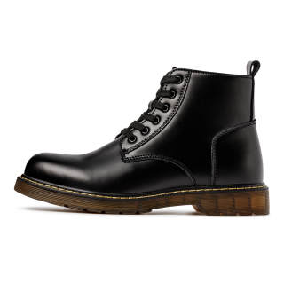 MADEN Combat Boots Cow Split Leather Crew Boots Unisex Black Fall Winter