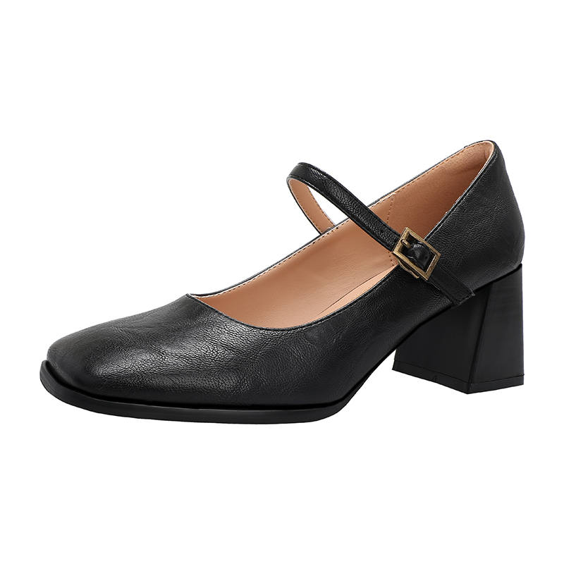 TATAYA Microfiber Leather Chunky Heel Mary Jane Shoes Women's