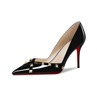 YING YING Patent Leather Slim Heel High Heels 8cm Women's Black