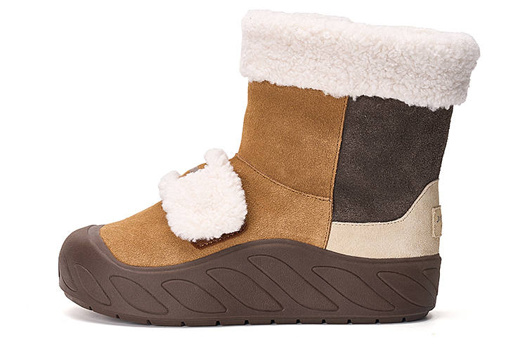 Joy&Mario Fleece Lined Thermal Color Block Lambswool Platform Short Snow Boots Women's