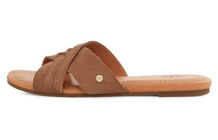 UGG UGG Kenleigh Slide Cow Split Leather Slippers Women's Chestnut