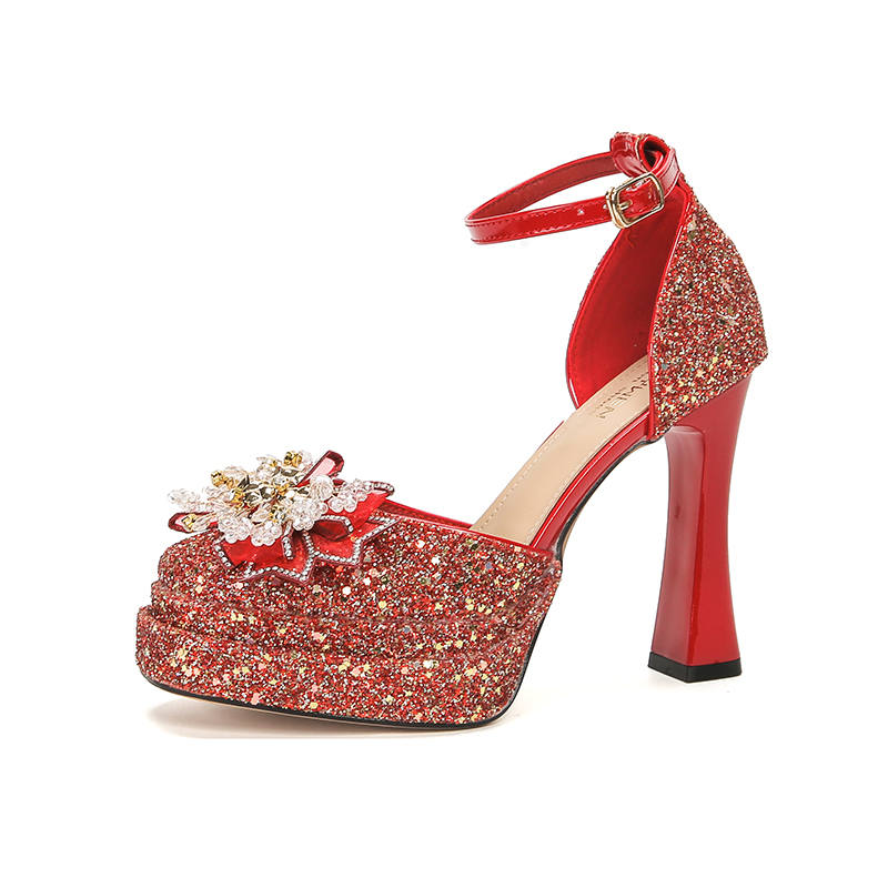 Bamiti Chunky Heel High Heels 11cm Women's