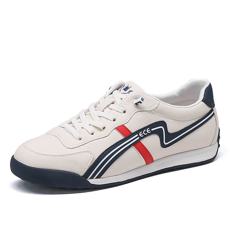 Spider King Cow Leather Slip Resistant Low top Casual Shoes Men's White Blue