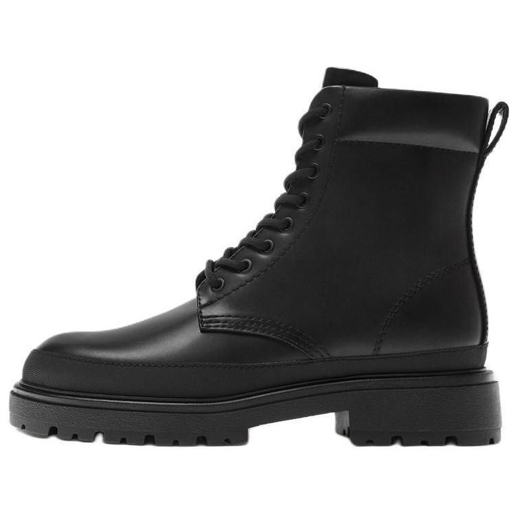 ZARA ZARA PU Crew Combat Boots Men's Black