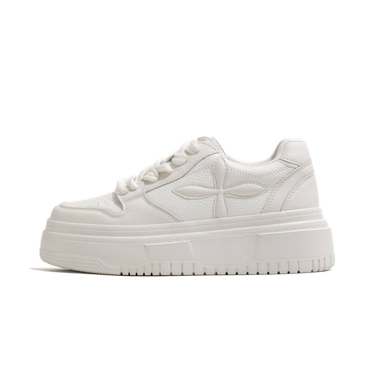 LAOMIAO Low top Height Increasing Breathable Sports Skateboard Shoes Women's White
