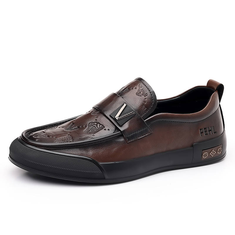 PEHL Men's Casual Shoes Men's Low Top Black/Brown
